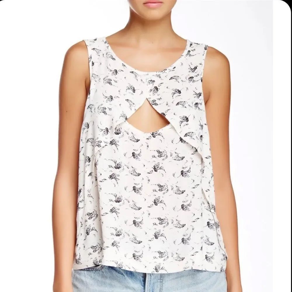FREE PEOPLE Crinkle Printed Look Through Top in Tea Combo Size XS